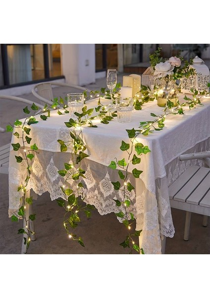 Solar Epipremnum Aureum String Lights Güneş Enerjili Sarmaşık LED Aydınlatma 5 Metre