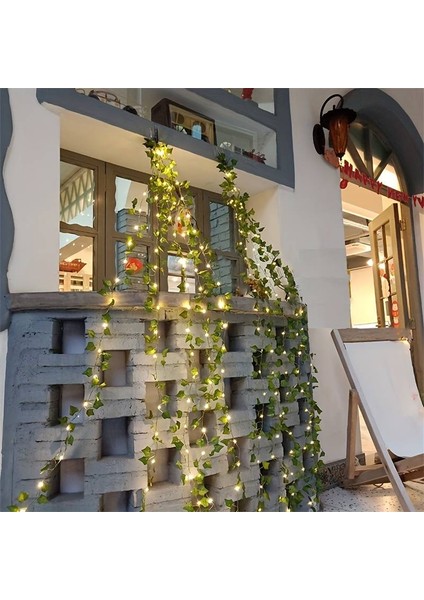 Solar Epipremnum Aureum String Lights Güneş Enerjili Sarmaşık LED Aydınlatma 5 Metre