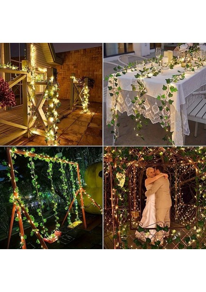 Solar Epipremnum Aureum String Lights Güneş Enerjili Sarmaşık LED Aydınlatma 5 Metre