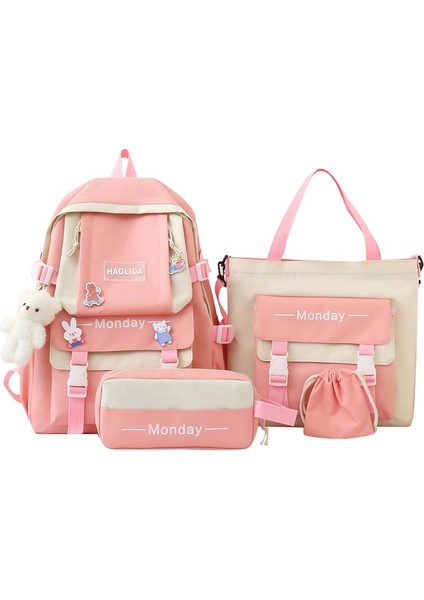 Ilkokul Öğrencileri, Ortaokul Öğrencileri Için Japon Büyük Kapasiteli Okul Çantası, Yeni Moda Dört Parçalı Set, Kore Tarzı Ins Tarzı Gündelik Sırt Çantası (Yurt Dışından)