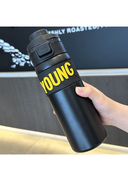 650 ml Yeni Taşınabilir Spor Yüksek Değerli Su Bardağı 304 Paslanmaz Çelik Termos Bardak Çift Içecek Yumuşak Saman Sıçrayan Bardak (Yurt Dışından)