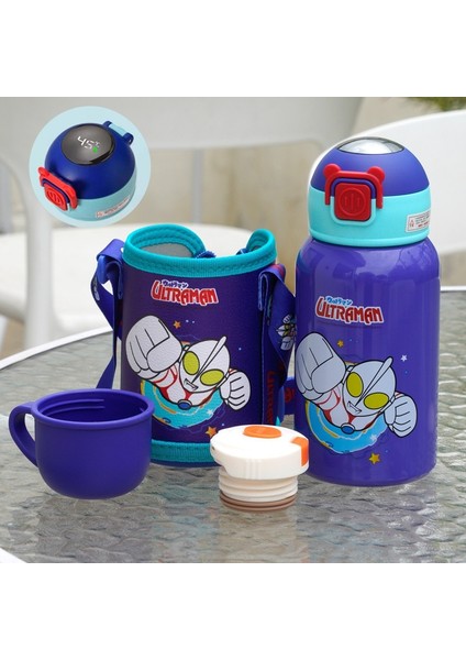 500 ml Ultraman Akıllı Sıcaklık Ölçümü 316 Paslanmaz Çelik Yalıtımlı Bardak Öğrenci Çocuk Su Bardağı Anaokulu Zıplayan Saman Bardak (Yurt Dışından)