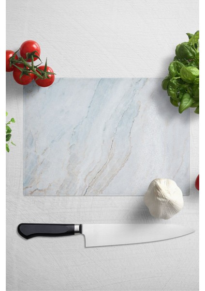 Cam Kesme Tahtası, Kalın ve Kırılmaz Cam - Mermer Temalı - 21*30CM - Doğrama Tahtası, Mutfak Dekoru fiyatları