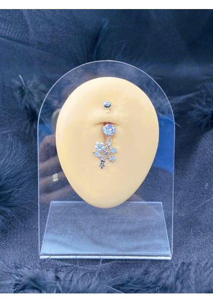 Cerrahi Çelik Gümüş Rengi Göbek Piercing Küpe