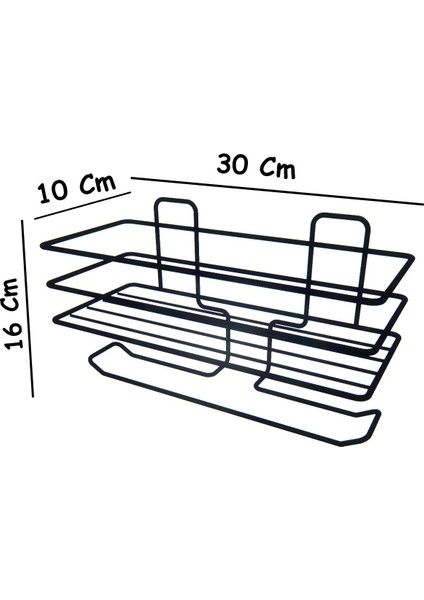 Yapışkanlı Çiftli Tuvalet Kağıtlığı Tutacağı Askısı Mat Siyah Metal Tuvalet Kağıtlık