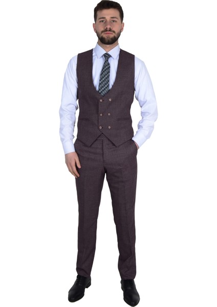 Cengiz Inler Dokulu Kırlangıç Yaka Yelekli Erkek Takım Elbise fırsatları