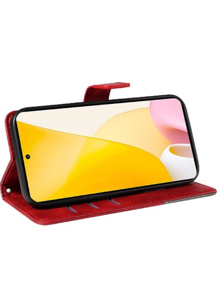 Elmas Dikiş ve Kart Yuvası Deri ile Xiaomi 12 Lite Için Flip Case (Yurt Dışından)