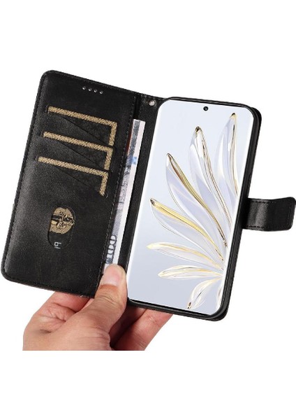 Elmas ve Kart ile Onur 70 Deri Telefon Koruma Kılıfı Için Flip Case (Yurt Dışından)