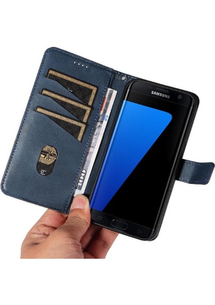 Elmas Dikiş Deri Telefon ile Samsung Galaxy S7 Kenar Için Flip Case (Yurt Dışından)