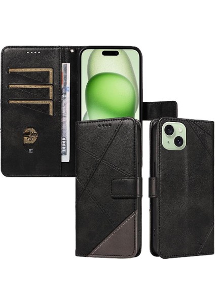 IPhone 15 Için Flip Case Artı Elmas Dikiş ve Kart ile Yüksek Kaliteli (Yurt Dışından)