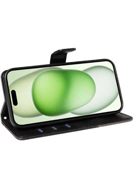 IPhone 15 Için Flip Case Artı Elmas Dikiş ve Kart ile Yüksek Kaliteli (Yurt Dışından)