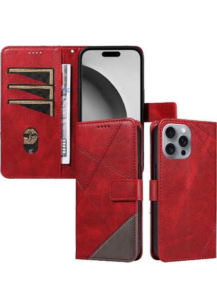 Elmas Dikiş Deri Telefon Kılıfı ile IPhone 16 Pro Max Için Flip Case (Yurt Dışından)