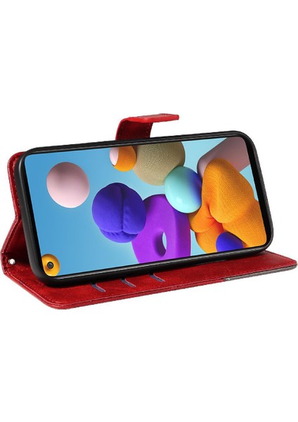 Samsung Galaxy A21S Yüksek Kalite ve Kart Yuvası Deri Telefon Için Flip Case (Yurt Dışından)