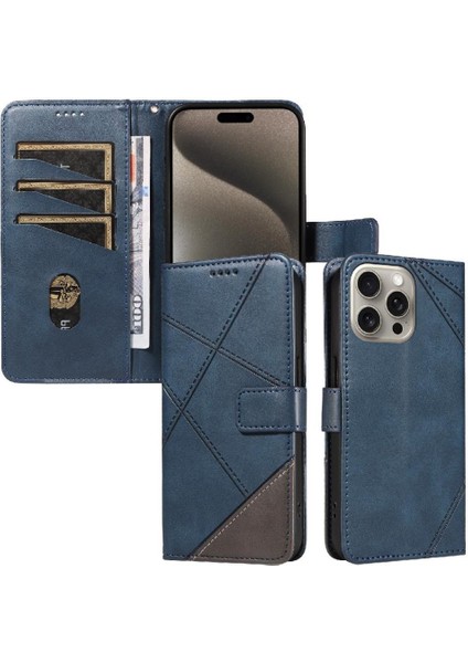 IPhone 15 Için Flip Case Pro Max Deri Telefon Koruma Kılıfı ve Kart (Yurt Dışından)