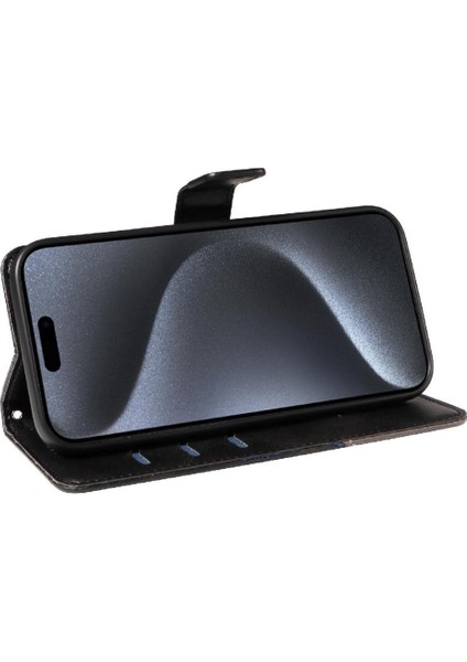 Elmas Dikiş Deri ile IPhone 15 Pro ve Kart Yuvası Için Flip Case (Yurt Dışından)