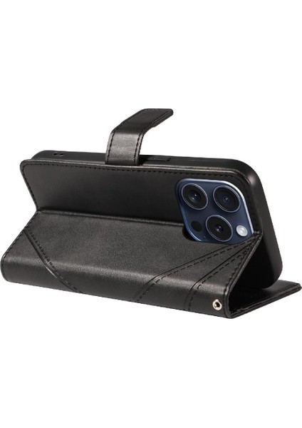 Elmas Dikiş Deri ile IPhone 15 Pro ve Kart Yuvası Için Flip Case (Yurt Dışından)