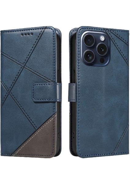 Elmas Dikiş Deri ile IPhone 15 Pro ve Kart Yuvası Için Flip Case (Yurt Dışından)
