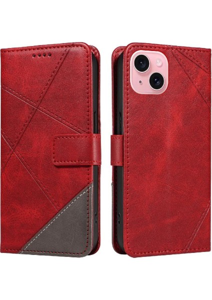 IPhone 15 Için Flip Case ve Elmas Dikiş ile Kart Yuvası Yüksek Kaliteli (Yurt Dışından)