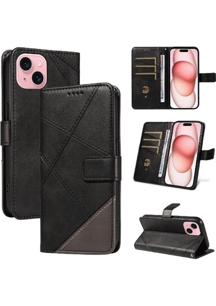 IPhone 15 Için Flip Case ve Elmas Dikiş ile Kart Yuvası Yüksek Kaliteli (Yurt Dışından)