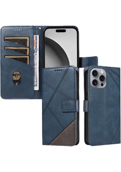 Elmas Dikiş Deri Telefon Kılıfı ile IPhone 16 Pro Max Için Flip Case (Yurt Dışından)