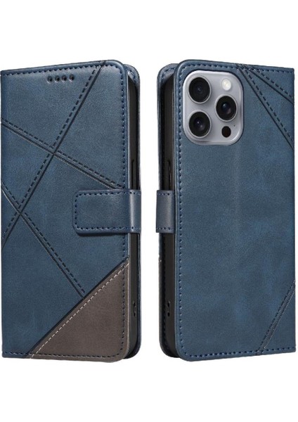 Elmas Dikiş Deri Telefon Kılıfı ile IPhone 16 Pro Max Için Flip Case (Yurt Dışından)