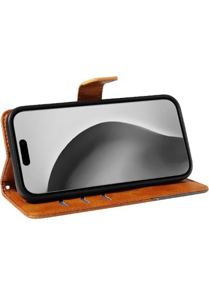 Elmas Dikiş Deri Telefon Kılıfı ile IPhone 16 Pro Max Için Flip Case (Yurt Dışından)