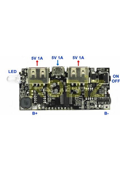 Powerbank Devresi LCD Ekranlı 5V 1A Dual USB Çıkış Micro USB Giriş Lityum Lion 18650 Pil Şarj Mobil