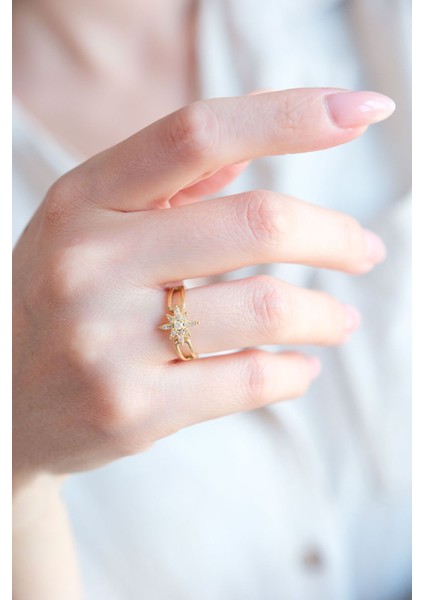 Altın Kaplama Ayarlanabilir Kuzey Yıldızı Yüzük fırsatları