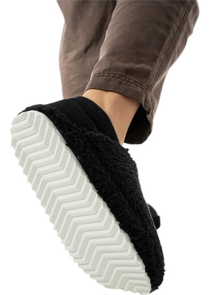 Kadın Lastikli Kaymaz Taban Peluş Havlu Kumaş Ev Ayakkabısı Panduf Siyah fırsatları