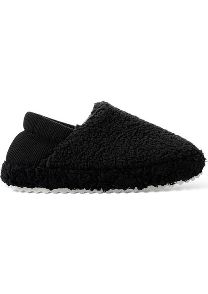Kadın Lastikli Kaymaz Taban Peluş Havlu Kumaş Ev Ayakkabısı Panduf Siyah indirimleri