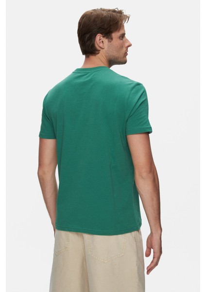Bass Yeşil Bisiklet Yaka Baskılı Standard Fit Erkek Tshirt