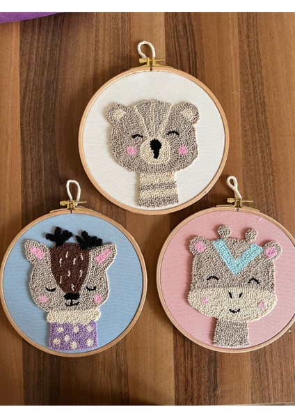 18.5cm 3'lü Set Bebek/çocuk Odası Duvar Süsü/punch Nakis Duvar Panosu/bebek Hediyelik/hastane