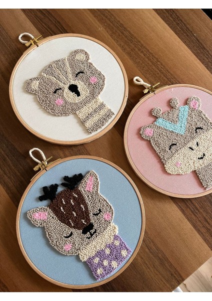 18.5cm 3'lü Set Bebek/çocuk Odası Duvar Süsü/punch Nakis Duvar Panosu/bebek Hediyelik/hastane