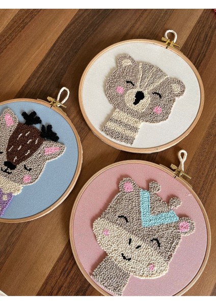 18.5cm 3'lü Set Bebek/çocuk Odası Duvar Süsü/punch Nakis Duvar Panosu/bebek Hediyelik/hastane
