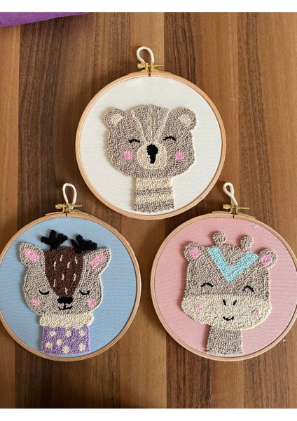 18.5cm 3'lü Set Bebek/çocuk Odası Duvar Süsü/punch Nakis Duvar Panosu/bebek Hediyelik/hastane