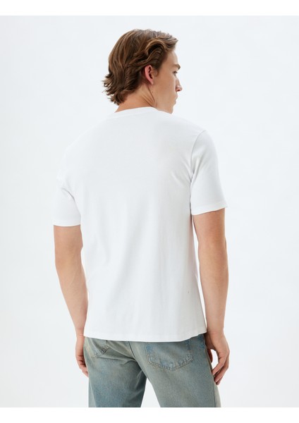 Slogan Baskılı Tişört Bisiklet Yaka Kısa Kollu Pamuklu fırsatları