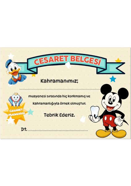 Ida Dental Cesaret Belgesi-Cesaret Diploması- 50 Adet Karma fırsatları