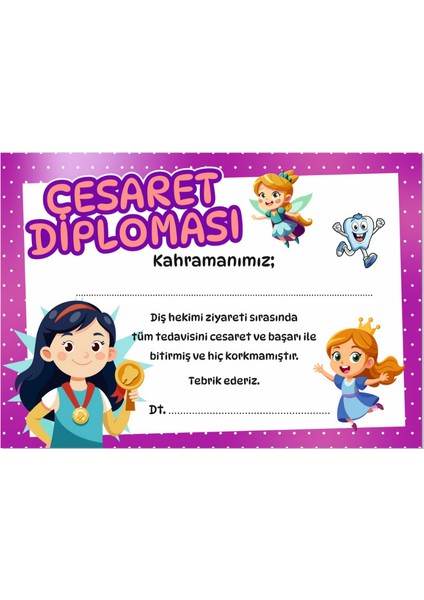 Ida Dental Cesaret Belgesi-Cesaret Diploması- 50 Adet Karma indirimleri