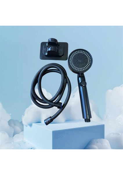 Banyo Duş Başlığı Seti Siyah Yapışkanlı Duş Askılı 150 cm Hortumlu Set Duş Fiskiyesi El Duş Hortumu fırsatları