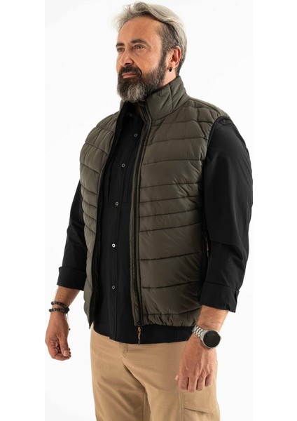 Erkek Dik Yaka Fermuarlı Kapitone Yelek modelleri