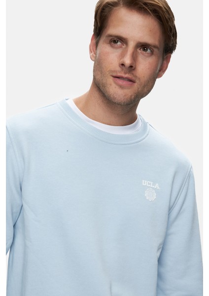 Valley Mat Mavi Bisiklet Yaka Baskılı Standard Fit Erkek Sweatshirt fiyatları