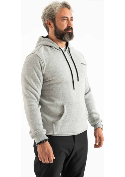 Erkek 3 Iplik Şardonlu Kapüşonlu Basic Sweatshirt