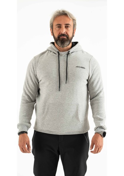 Erkek 3 Iplik Şardonlu Kapüşonlu Basic Sweatshirt