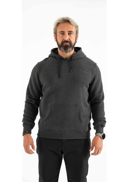 Erkek 3 Iplik Şardonlu Kapüşonlu Basic Sweatshirt