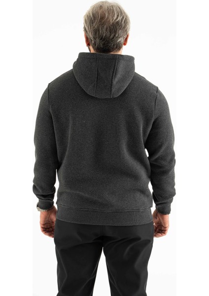 Erkek 3 Iplik Şardonlu Kapüşonlu Basic Sweatshirt