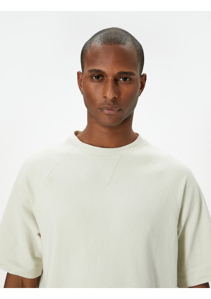 Oversize Tişört Basic Dokulu Bisiklet Yaka Kısa Kollu fiyatları