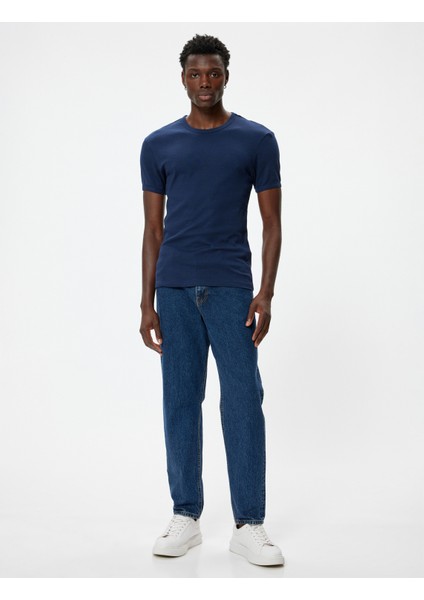 Basic Tişört Kısa Kollu Bisiklet Yaka Pamuklu