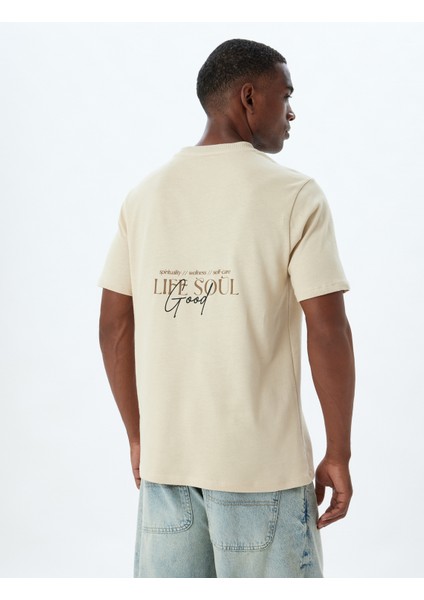 Slogan Baskılı Tişört Bisiklet Yaka Kısa Kollu Pamuklu fırsatları