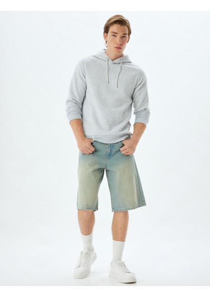 Kapşonlu Sweatshirt Basic Şardonlu Pamuk Karışımlı fiyatları