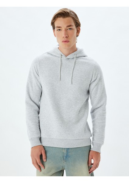 Kapşonlu Sweatshirt Basic Şardonlu Pamuk Karışımlı modelleri